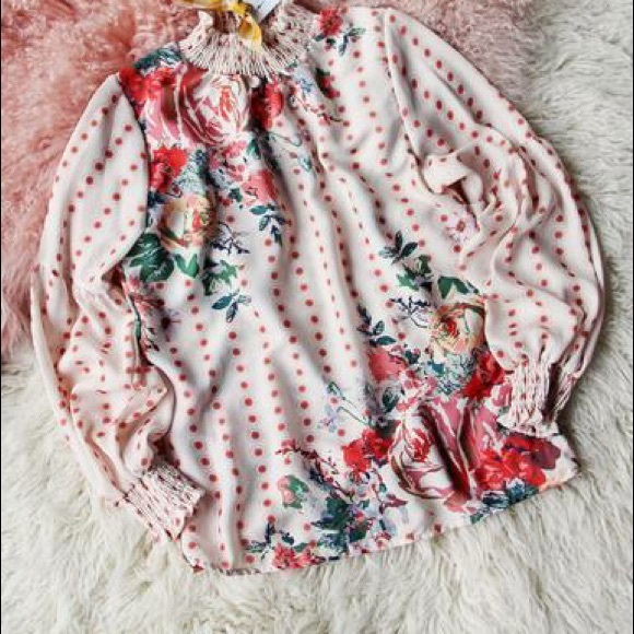 RoseThorn Chiffon Floral Print Long Sleeve Blouse - Picture 5 of 5